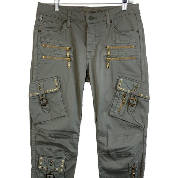 $435 Womens Robins Jeans Cargo Pants Wings Embellished Skinny Stretch Sz 27 6758 - Picture 3 of 13
